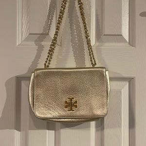 Tory Burch gold leather crossbody handbag